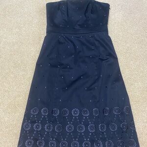 Ann Taylor Midnight Strapless Dress with Floral Accents